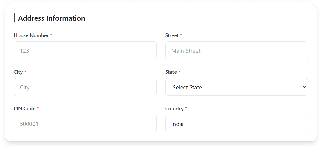 Step 8: Enter Address Information
