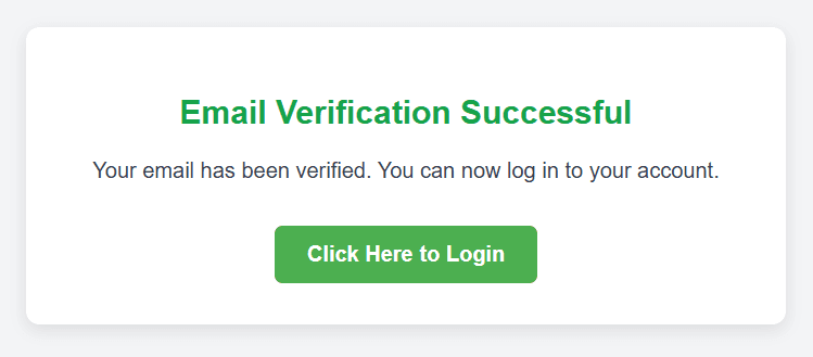 Step 5: Email Verification Successful