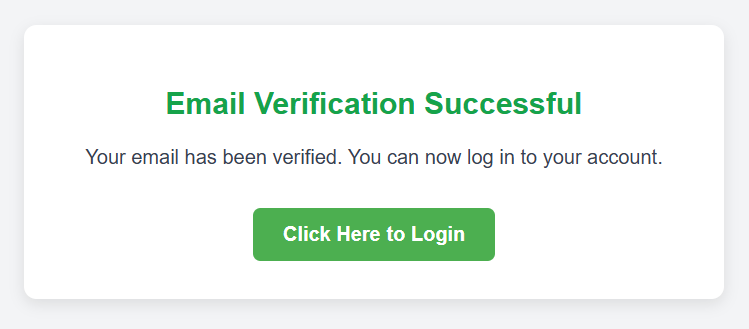 Step 5: Email Verification Successful